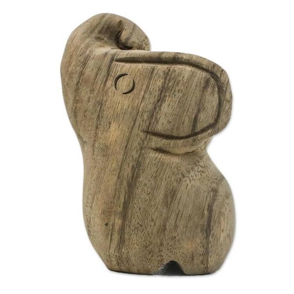 Alternate image for Handmade Raintree Wood Elephant Statuette from Thailand Khan Kluay