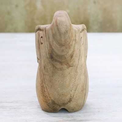 Alternate image for Handmade Raintree Wood Elephant Statuette from Thailand Khan Kluay