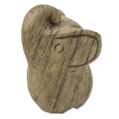 Alternate image for Handmade Raintree Wood Elephant Statuette from Thailand Khan Kluay