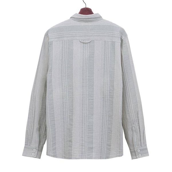 Alternate image for Mens Striped Soft Green and White Cotton Collared Shirt Stylish Staple in Fern