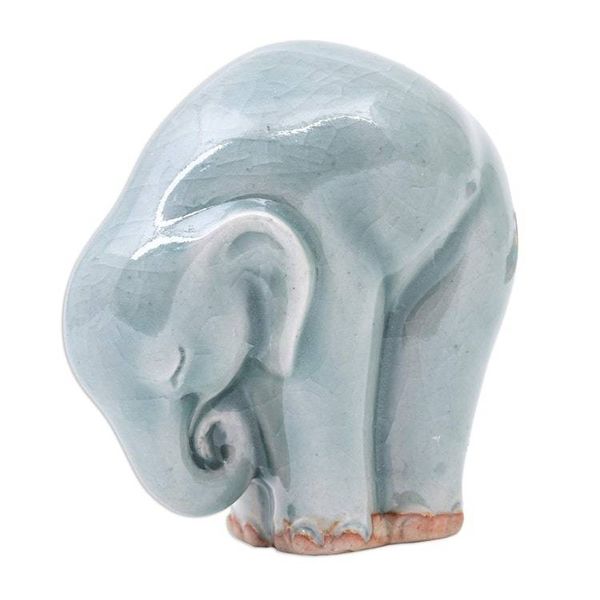 Alternate image for Ceramic Elephant Yoga-Themed Figurine from Thailand Elephant Forward Bend