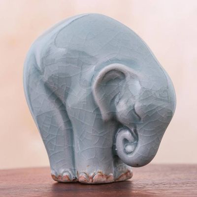 Alternate image for Ceramic Elephant Yoga-Themed Figurine from Thailand Elephant Forward Bend