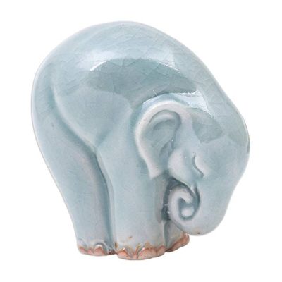 Alternate image for Ceramic Elephant Yoga-Themed Figurine from Thailand Elephant Forward Bend