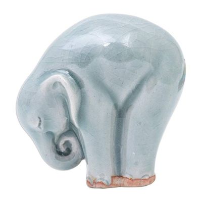 Alternate image for Ceramic Elephant Yoga-Themed Figurine from Thailand Elephant Forward Bend