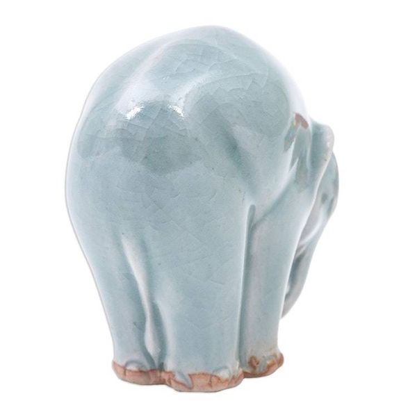Alternate image for Ceramic Elephant Yoga-Themed Figurine from Thailand Elephant Forward Bend