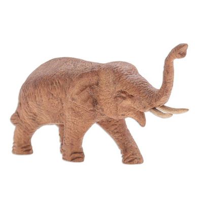 Alternate image for Thai Teak Wood Statuette with Elephant Motif Elephant Amble