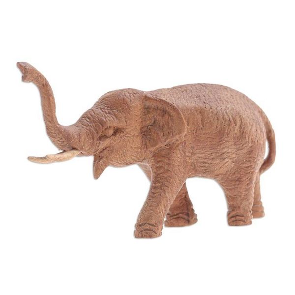 Alternate image for Thai Teak Wood Statuette with Elephant Motif Elephant Amble