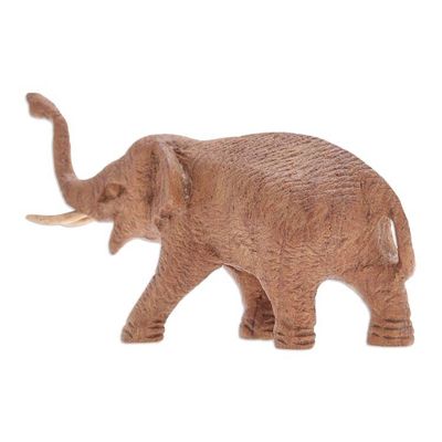 Alternate image for Thai Teak Wood Statuette with Elephant Motif Elephant Amble