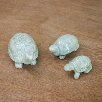 Alternate image for Celadon Ceramic Sculptures Set of 3 Lucky Turtles