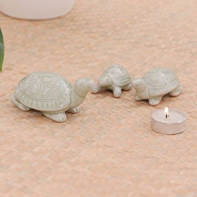Alternate image for Celadon Ceramic Sculptures Set of 3 Lucky Turtles