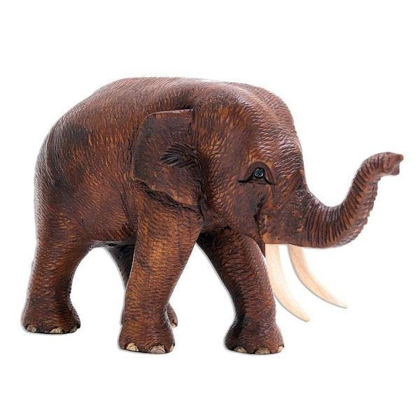 Alternate image for Hand Crafted Teak Wood Elephant Sculpture Left Savannah Trek