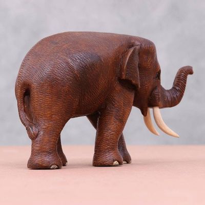 Alternate image for Hand Crafted Teak Wood Elephant Sculpture Left Savannah Trek