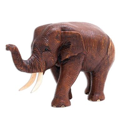 Alternate image for Hand Crafted Teak Wood Elephant Sculpture Left Savannah Trek