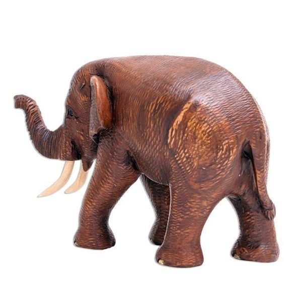 Alternate image for Hand Crafted Teak Wood Elephant Sculpture Left Savannah Trek