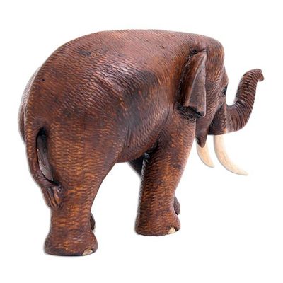 Alternate image for Hand Crafted Teak Wood Elephant Sculpture Left Savannah Trek