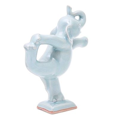 Alternate image for Handmade Ceramic Elephant Yoga-Themed Figurine Elephant Mountain Pose