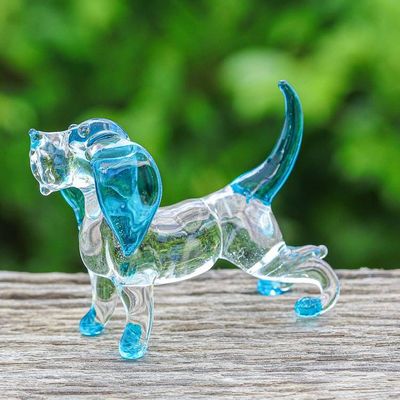 Primary image for Handblown Light Blue Glass Cocker Spaniel Dog Figurine Peace Cocker Spaniel