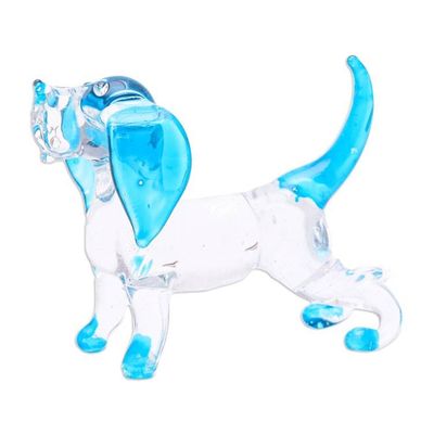 Alternate image for Handblown Light Blue Glass Cocker Spaniel Dog Figurine Peace Cocker Spaniel