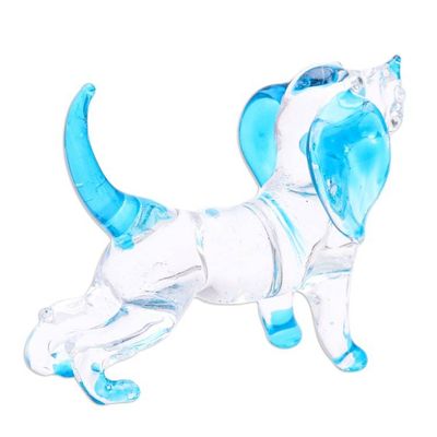 Alternate image for Handblown Light Blue Glass Cocker Spaniel Dog Figurine Peace Cocker Spaniel