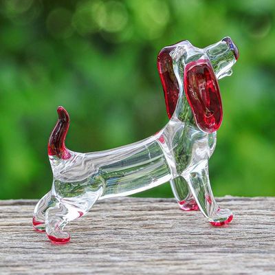Alternate image for Handblown Glass Beagle Dog Figurine in Red Passion Beagle