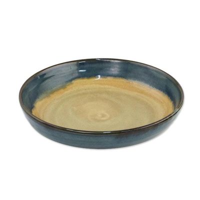 Alternate image for Teal and Beige Ceramic Serving Bowl Made in Thailand Island