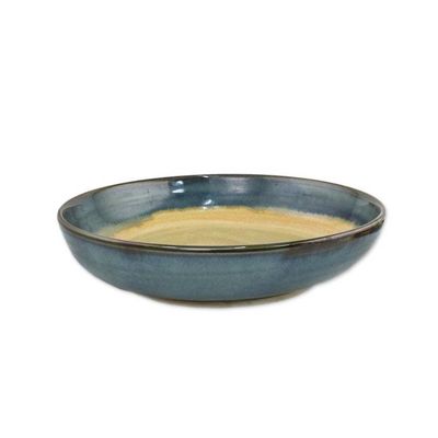 Alternate image for Teal and Beige Ceramic Serving Bowl Made in Thailand Island