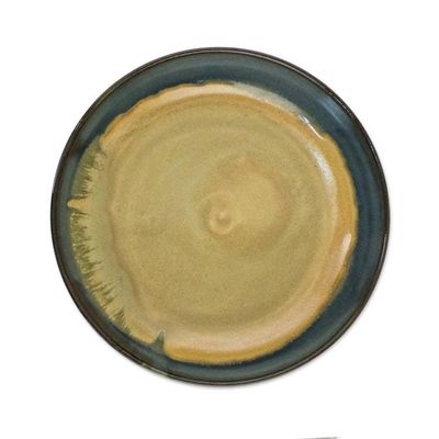 Alternate image for Teal and Beige Ceramic Serving Bowl Made in Thailand Island