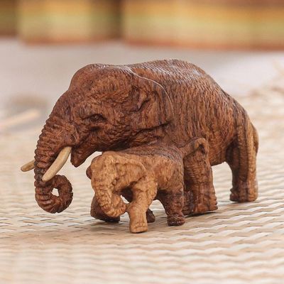 Alternate image for Handmade Teak Wood Statuette from Thailand Warmest Love