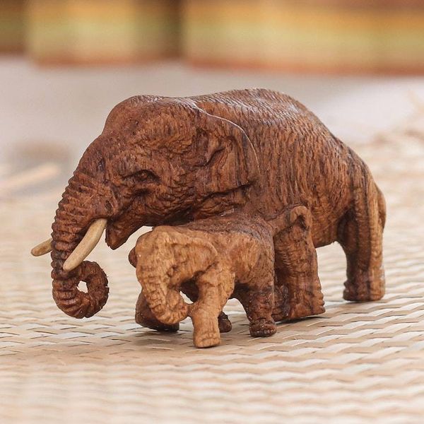 Alternate image for Handmade Teak Wood Statuette from Thailand Warmest Love