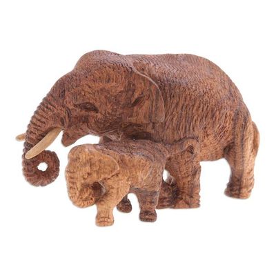 Alternate image for Handmade Teak Wood Statuette from Thailand Warmest Love