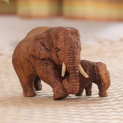 Alternate image for Handmade Teak Wood Statuette from Thailand Warmest Love