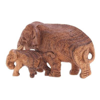 Alternate image for Handmade Teak Wood Statuette from Thailand Warmest Love