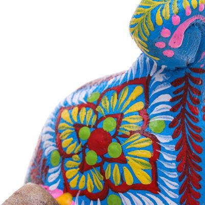 Alternate image for Artisan-Made 2-Piece Painted Raintreed Wood Cat Figurine Set Feline Waves