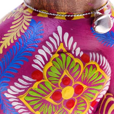 Alternate image for Folk Art-Themed Hand-Painted 2-Piece Wood Cat Figurine Set Celebratory Meows