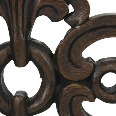 Alternate image for Brown Wood Sculpture on Black Base Handmade in Thailand Lanna Arabesque in Brown