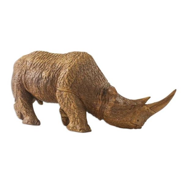 Alternate image for Handmade Raintree Wood Rhino Sculpture from Thailand Charging Rhino