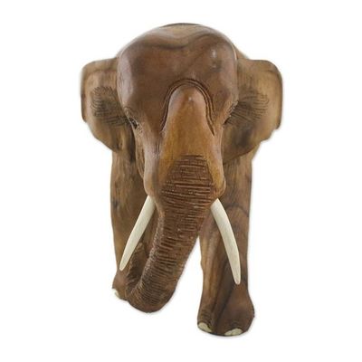 Alternate image for Teak Wood Sculpture of a Left-Facing Elephant from Thailand Go For a Walk
