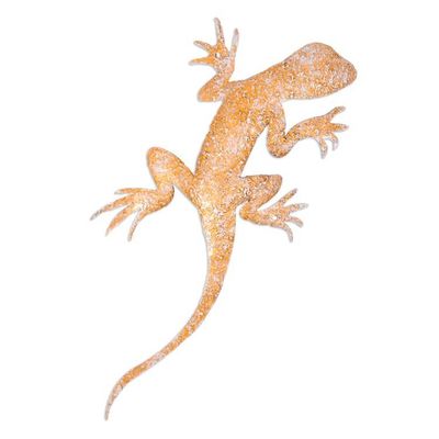 Alternate image for Handcrafted Salamander-Shaped Golden Iron Wall Art Victorious Salamander