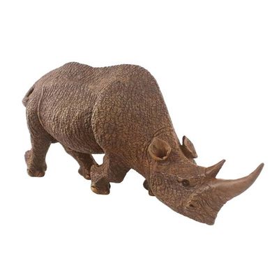 Alternate image for Hand Carved Raintree Wood Rhino Sculpture from Thailand Strong Rhino