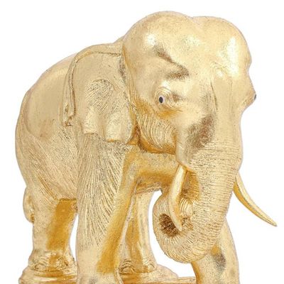 Alternate image for Handmade Gold Foil and Raintree Wood Elephant Sculpture Golden Thai Elephant