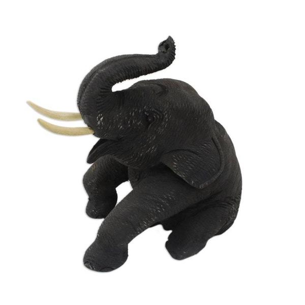 Alternate image for Artisan Hand Carved Teak Wood Thai Elephant Statuette Elephant Friends Welcome