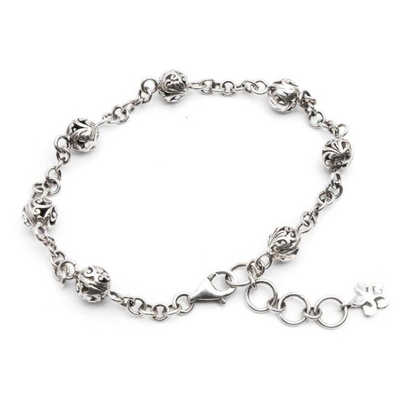 Alternate image for Silver Station Bracelet with Balinese Swirl Sphere Accents Swirling Garden