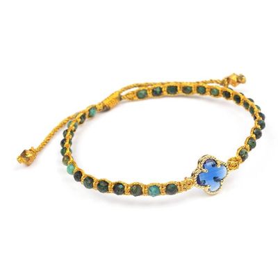 Alternate image for Reconstituted Turquoise Recycled Glass Gold Accent Bracelet Flower of Lux