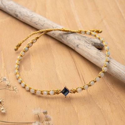 Alternate image for Balinese-Made Aquamarine and Blue Recycled Glass Bracelet Be Hopeful