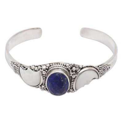 Alternate image for Moon-Themed Seven-Carat Lapis Lazuli Cuff Bracelet from Bali Lunar Twins
