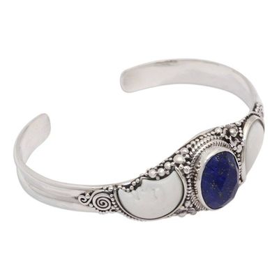 Alternate image for Moon-Themed Seven-Carat Lapis Lazuli Cuff Bracelet from Bali Lunar Twins