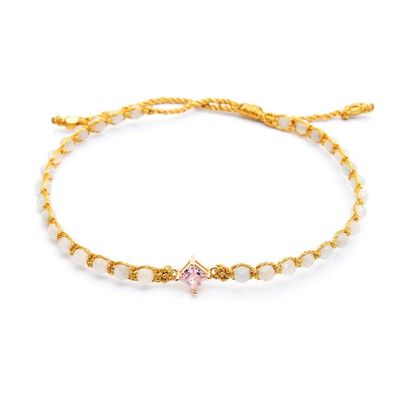 Alternate image for Artisan-Made Aquamarine and Pink Recycled Glass Bracelet Be Kind