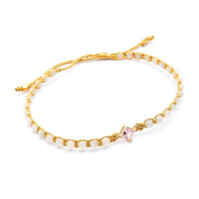 Alternate image for Artisan-Made Aquamarine and Pink Recycled Glass Bracelet Be Kind