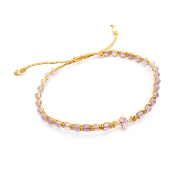 Alternate image for Eco-Friendly Amethyst and Recycled Glass Pendant Bracelet Be Wise