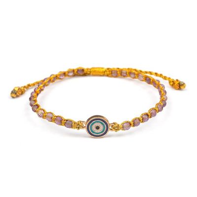 Alternate image for Evil Eye Gold-Accented Amethyst Resin Macrame Bracelet Eye that Sees